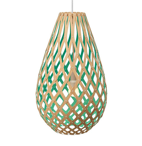 Koura light by David Trubridge in painted Aqua