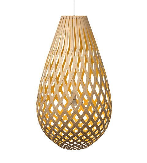 Koura light by David Trubridge in painted yellow