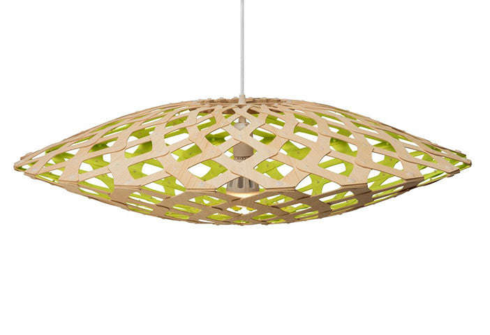 Flax light by David Trubridge in painted lime