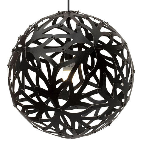 Floral light by David Trubridge in painted black both sides