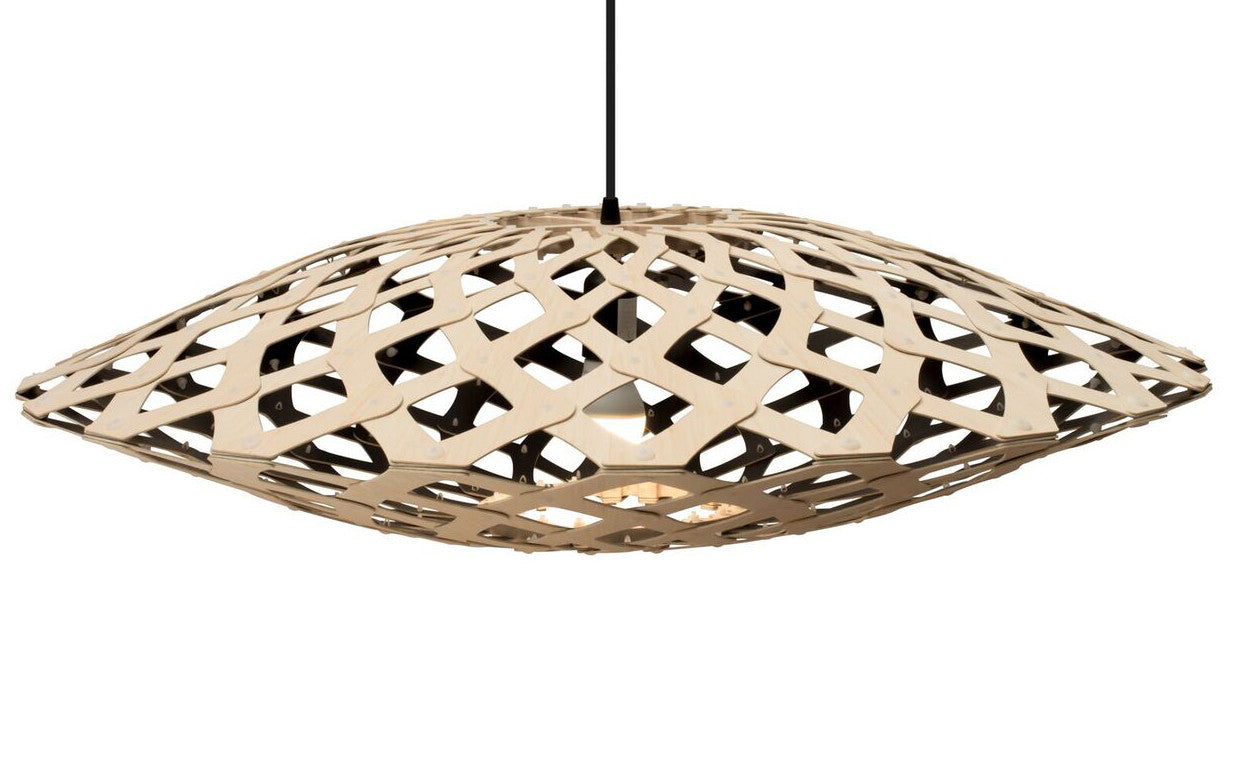 Flax light by David Trubridge in painted black on the inside