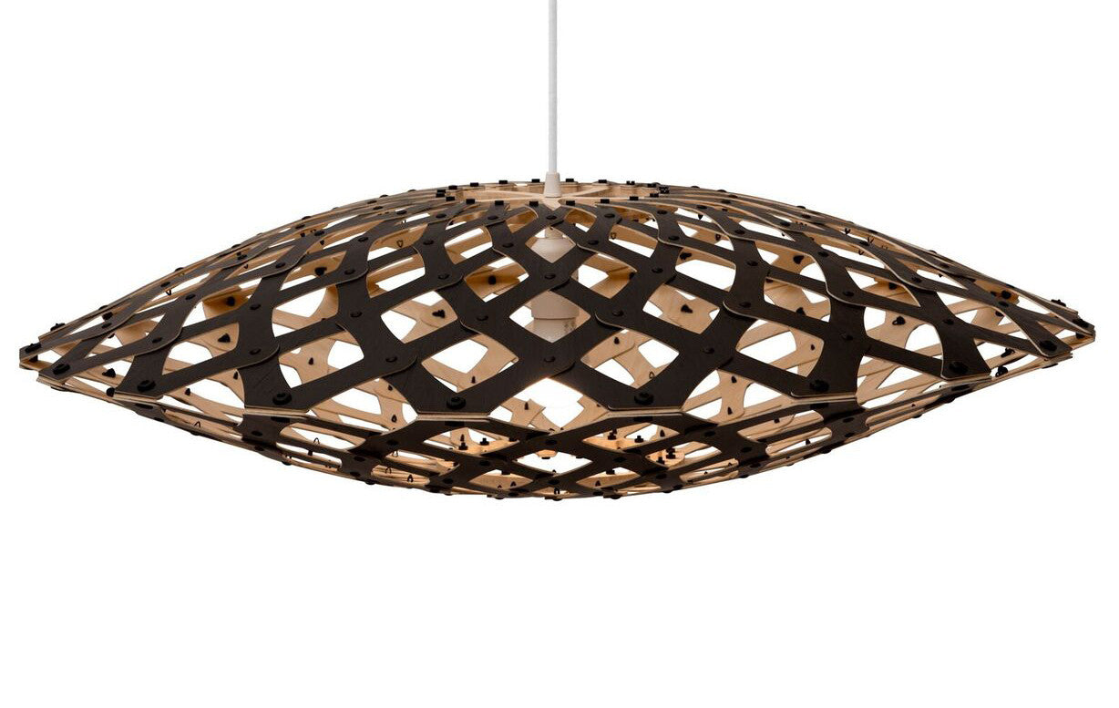 Flax light by David Trubridge in painted black on the outside