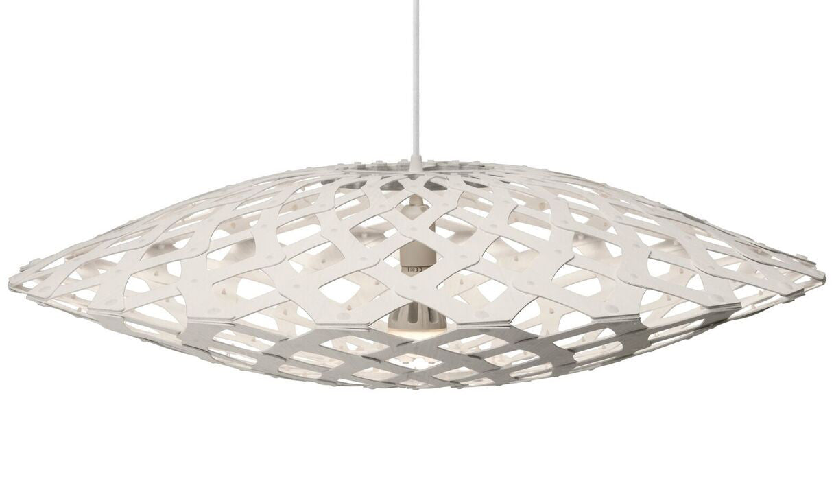 Flax light by David Trubridge in painted white both sides
