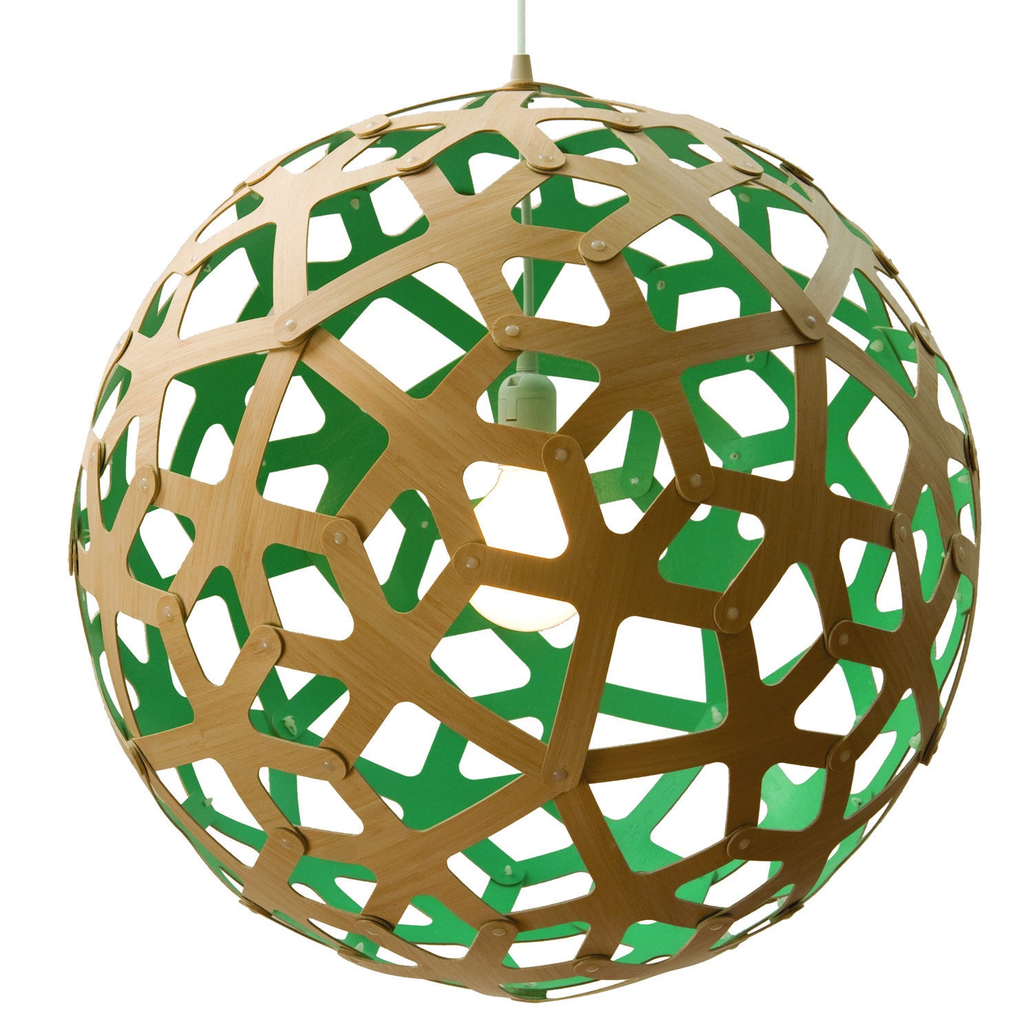 Coral light by David Trubridge in painted aqua