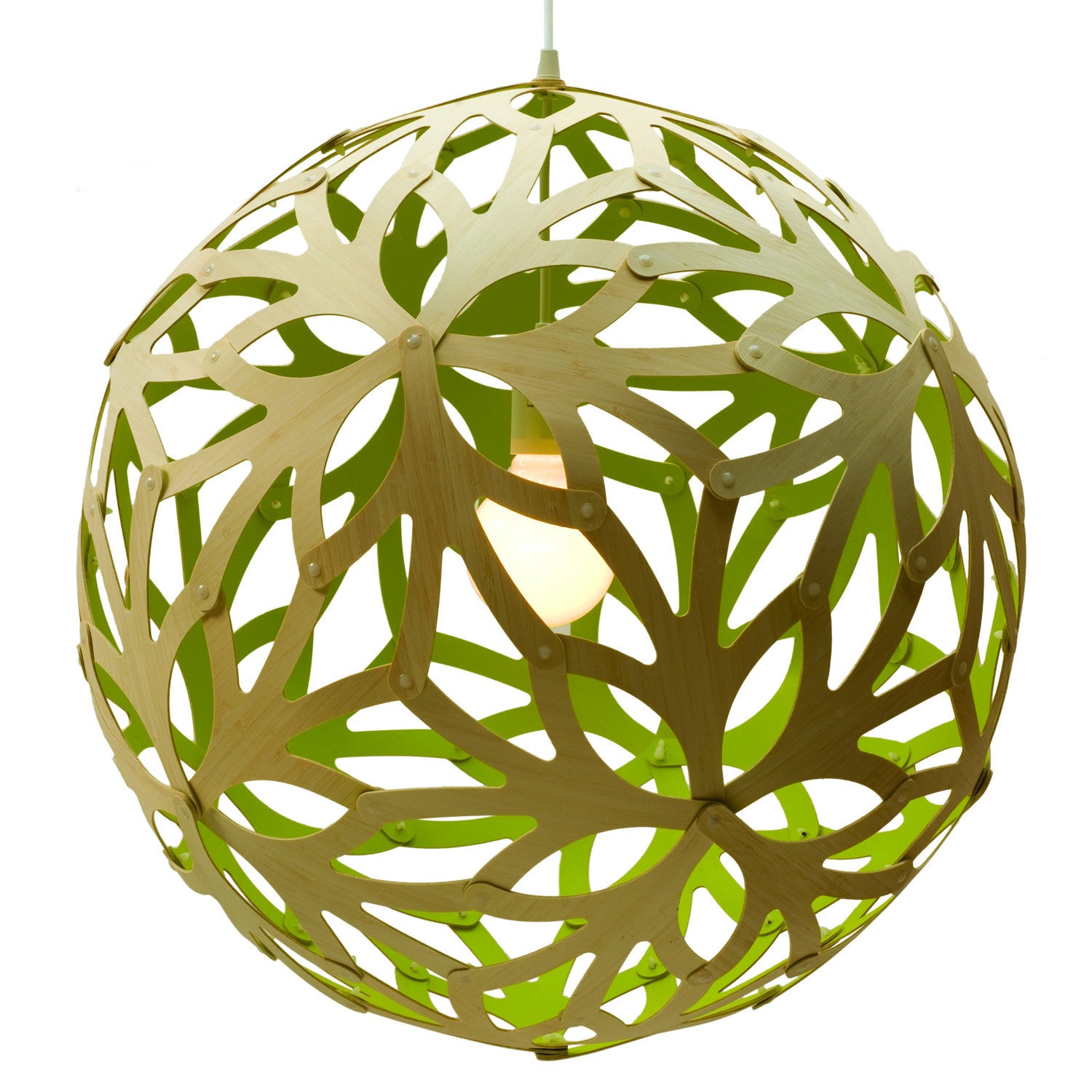 Floral light by David Trubridge in painted lime